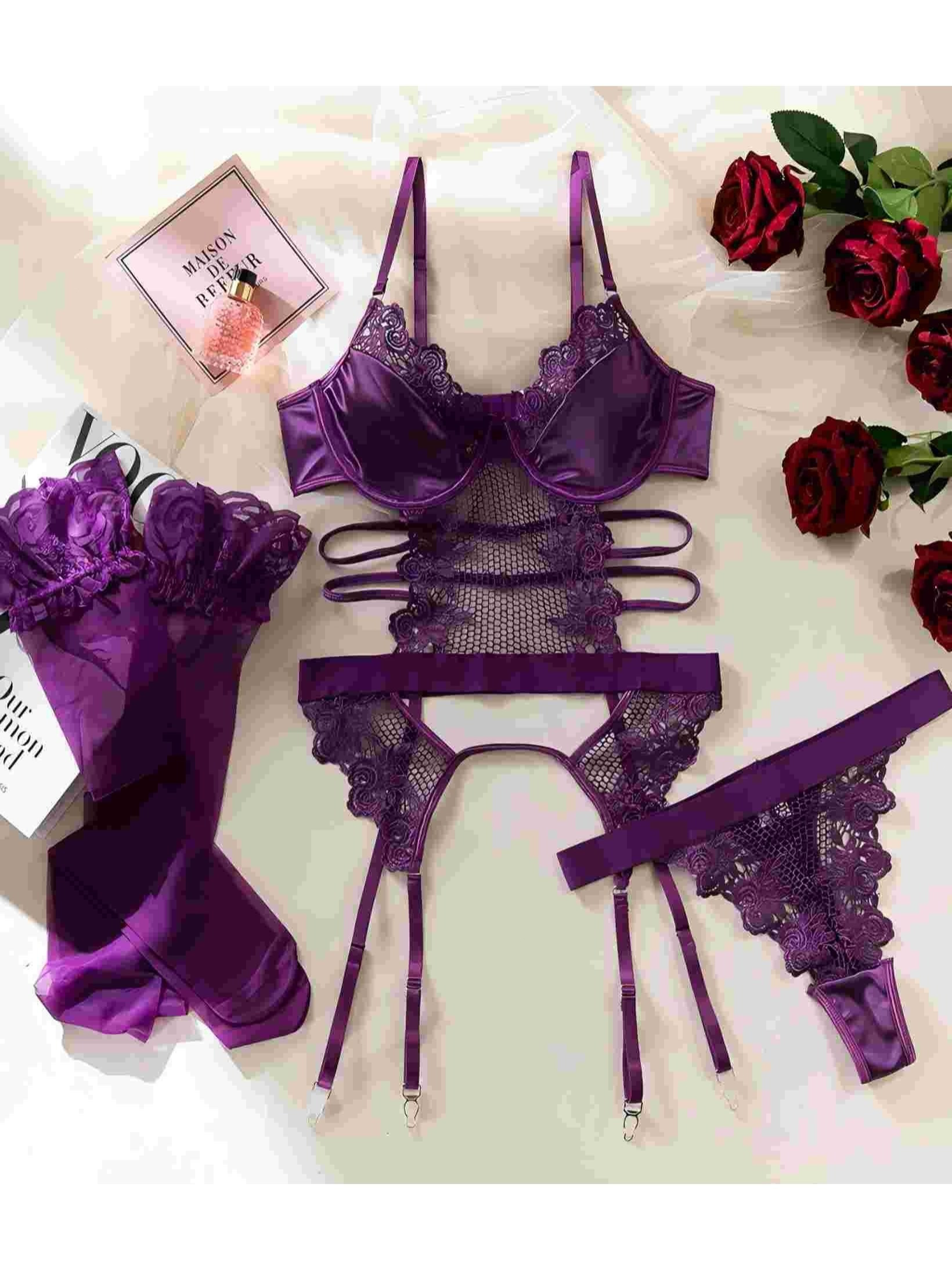 sex.toys for.couples Adelaide Satin & Lace Garter Belt main image 1