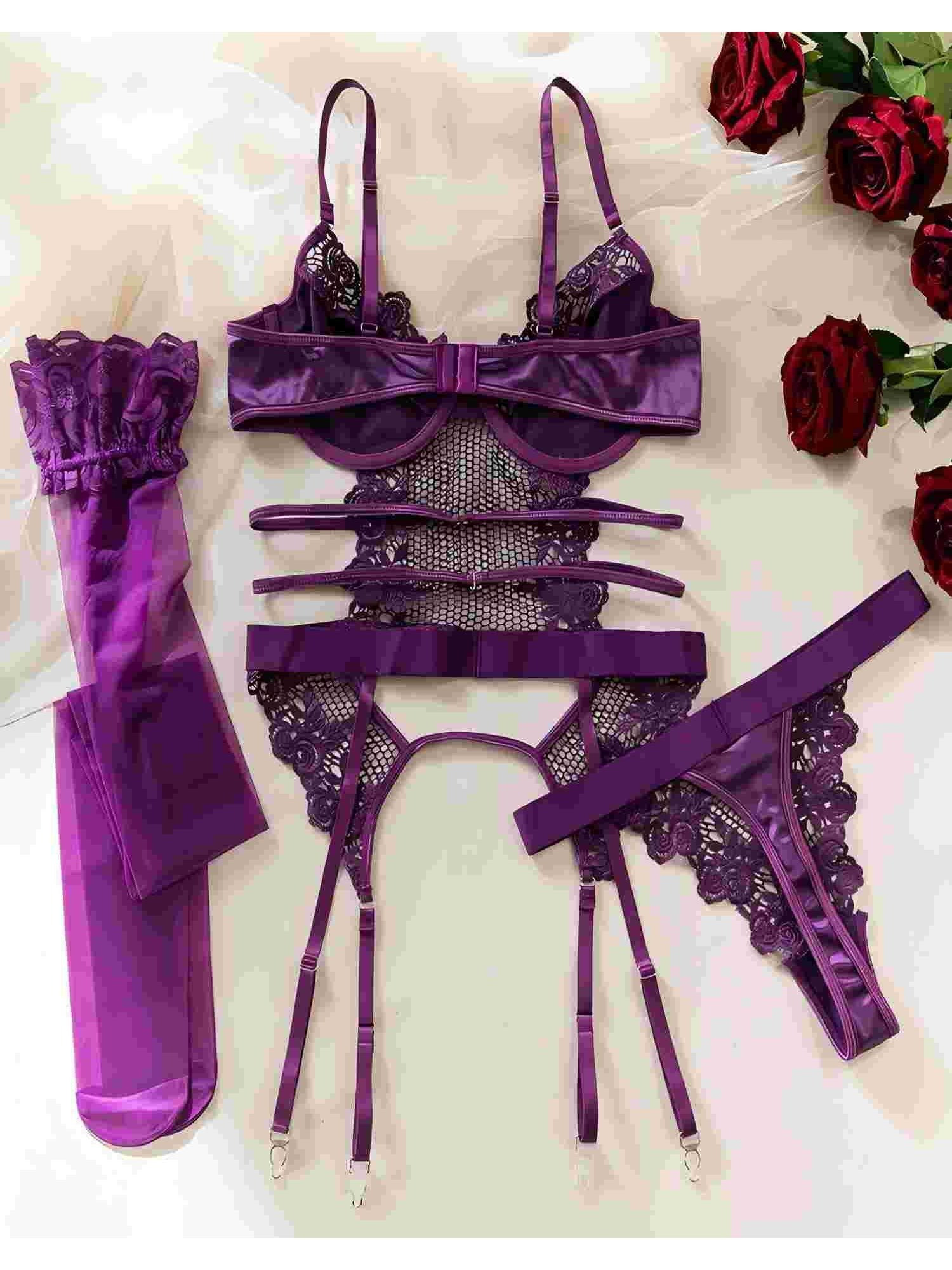 garter belt and stocking set Lace Garter Belt for Thigh High Stockings Sock Suspender Women Black  XX-Large