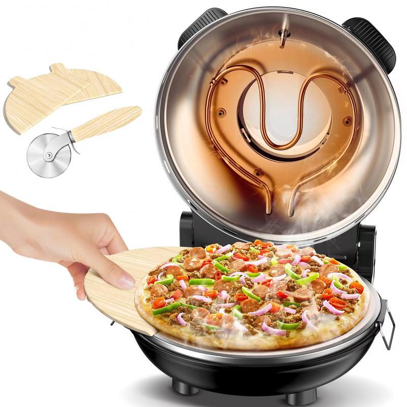 

Portable Electric Pizza Oven Indoor, 1200w Countertop Pizza Maker Up To 800f For Home, Pizza Oven For 12 Inch Pizza Stone, With Viewing Window