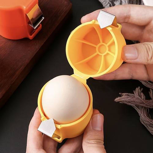 1pc stainless steel eggshell separator yolk splitter durable kitchen baking essential with yellow handle and opening feature