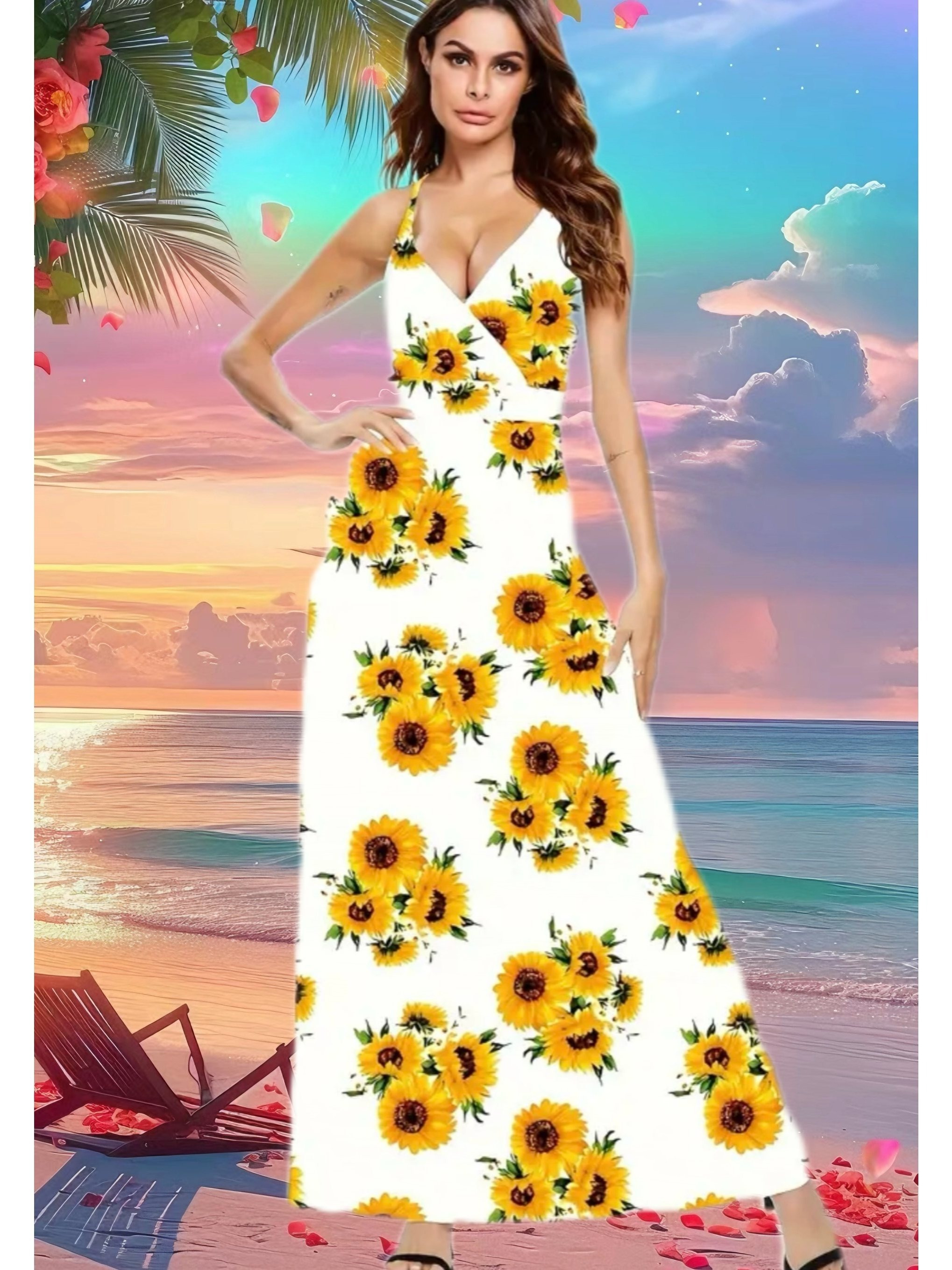 sunflower dress sold on Temu United States