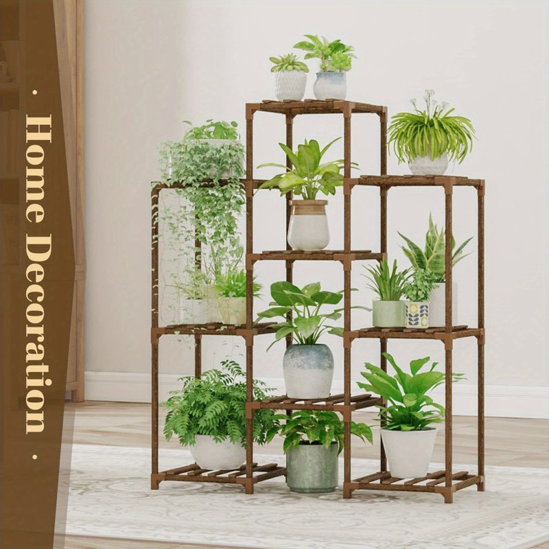 

9 Tiers Plant Stand Indoor Outdoor Large Plant Shelf Tall Hanging Plant Holder Wood Flower Stand For Window Living Room Garden Home Decor