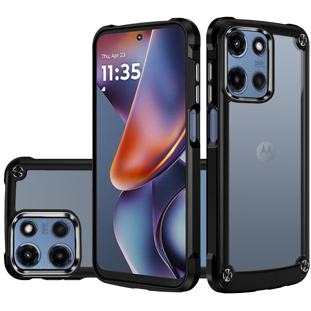 TEMU For Motorola Moto G 5g 2025 Phone Case, Transparent Hybrid Cover With Metal Buttons And Camera Edges