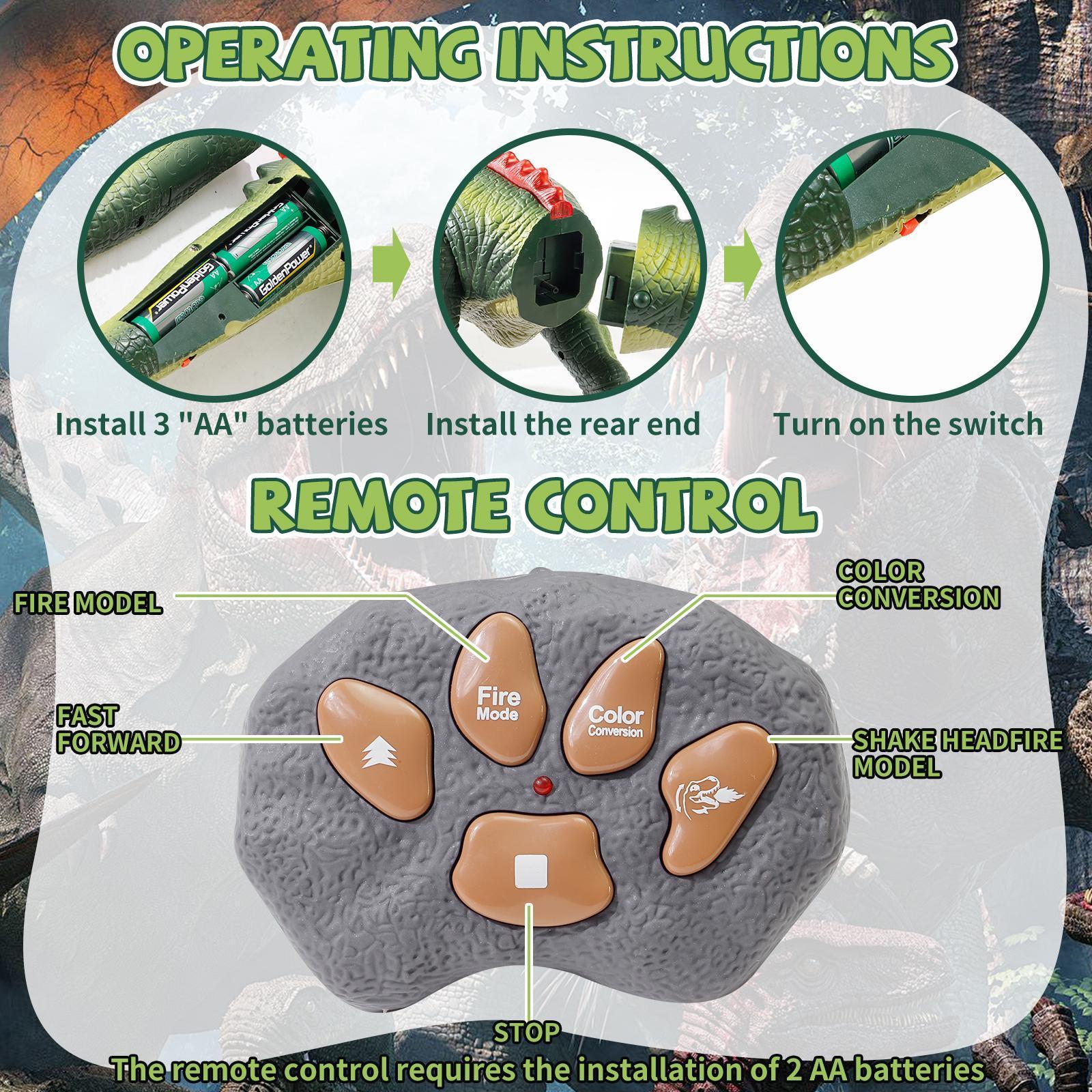 Remote Control T-Rex Dinosaur – 7 Color Lights, Water Spraying & Swift Movement, Perfect Toy for Boys