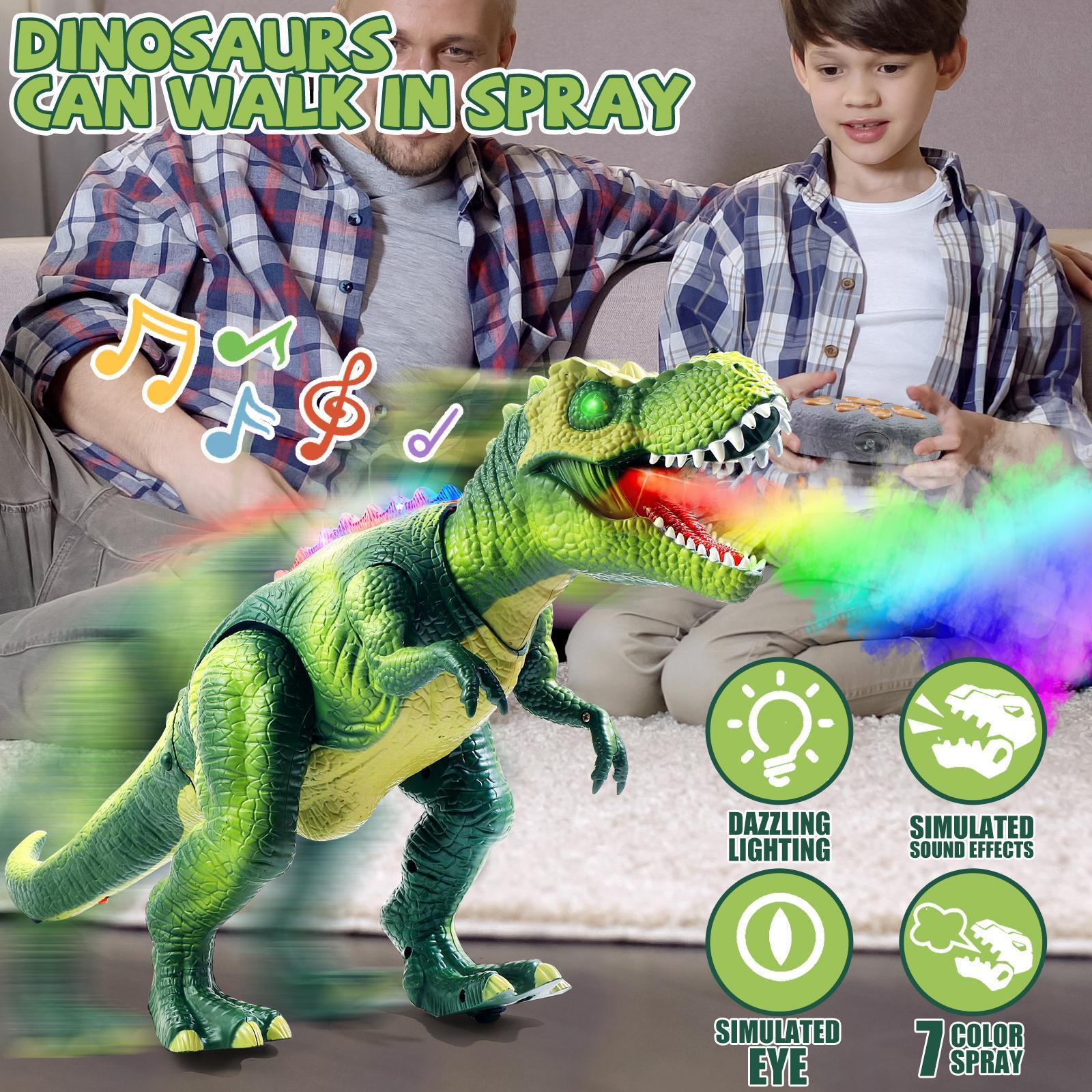 Remote Control T-Rex Dinosaur – 7 Color Lights, Water Spraying & Swift Movement, Perfect Toy for Boys