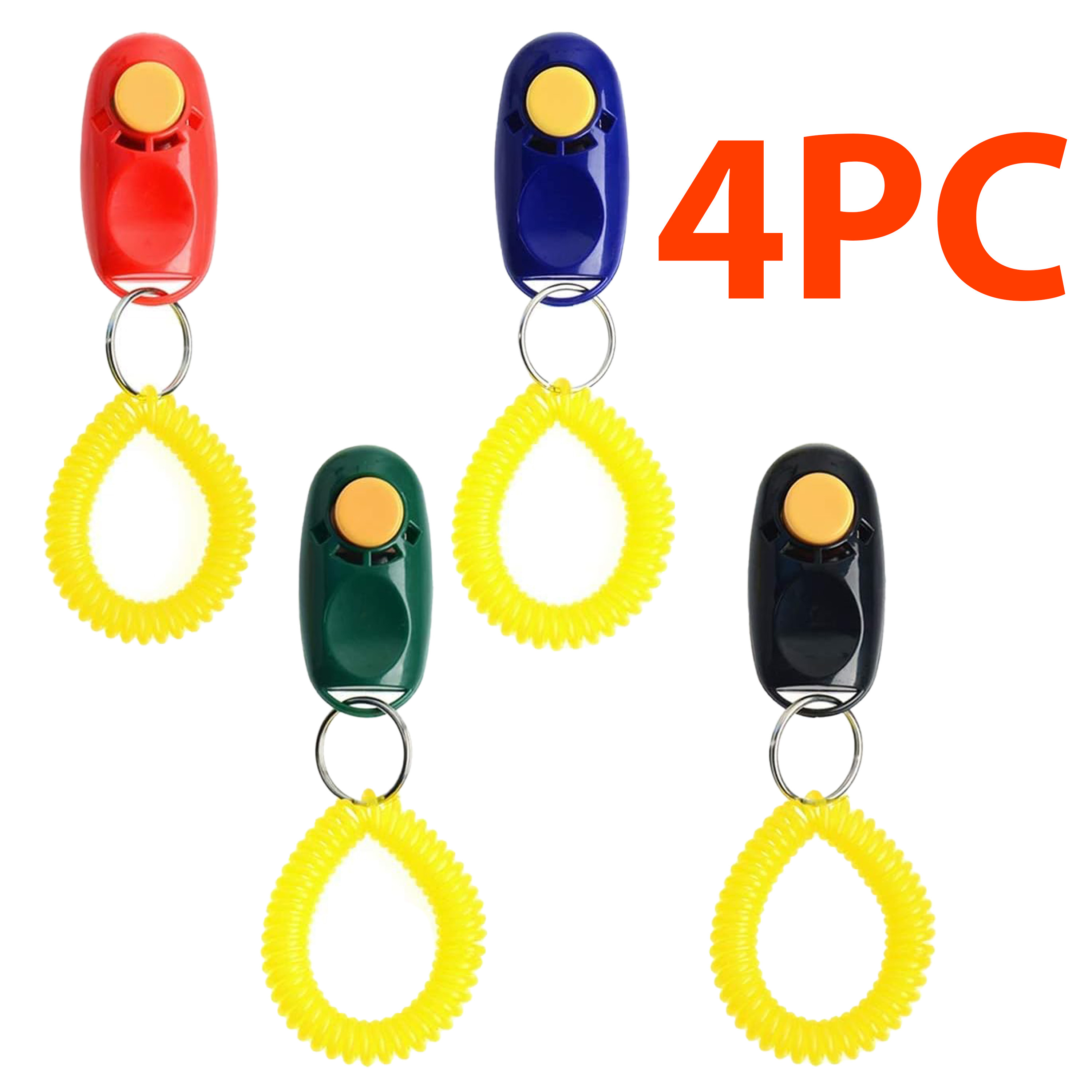 TEMU 4pcs 4 Color Universal Animal Pet Dog Training Clicker With Wrist Bands Strap, Assorted Color Dog For Pet Dog Training & Obedience Aid