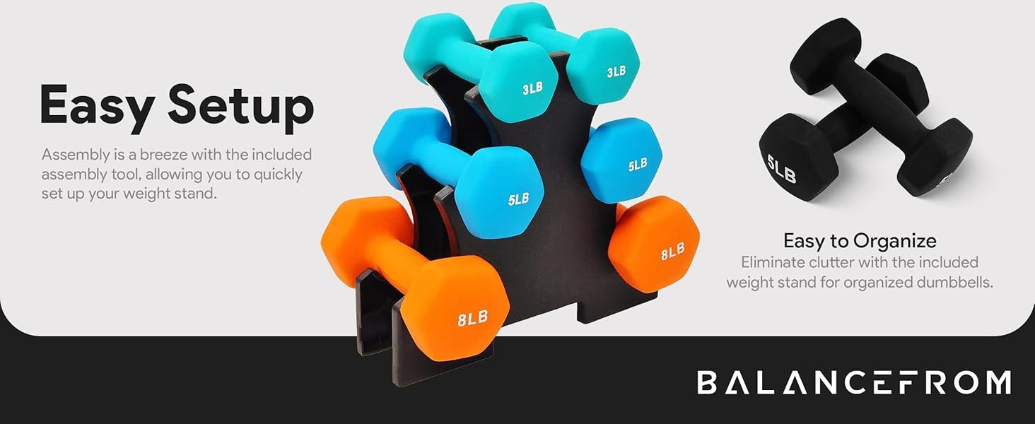 BalanceFrom Dumbbell Set with Stand - Image 6