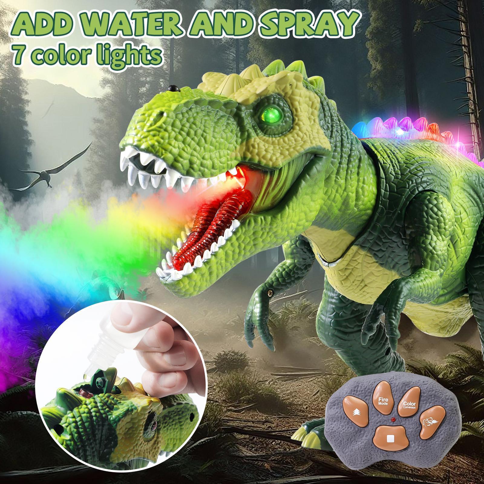 Remote Control T-Rex Dinosaur – 7 Color Lights, Water Spraying & Swift Movement, Perfect Toy for Boys