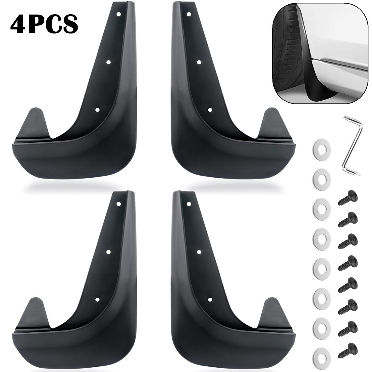 TEMU 4pcs Car Mud Flaps Splash Guards Mudguards With Hardware Kits Protection For Front Rear Auto Accessories Universal