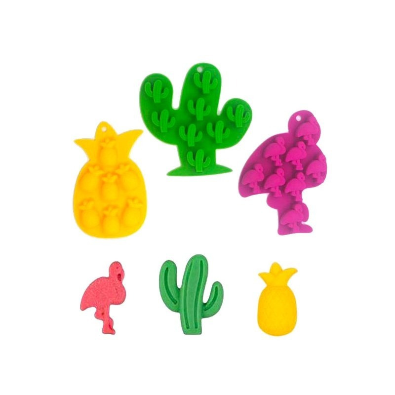 Pack Of 3 Tropical Luau Party Shaped Silicone Ice Tray, Candy And Chocolate Making Molds Ideal For , Ice Cubes, Chocolate, Jewelry And More !