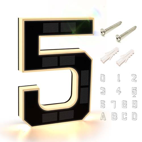 9 inch solar lighted house numbers for outside ip44 waterproof outdoor house number lamp sign large personalized illuminated exterior modern house numbers light