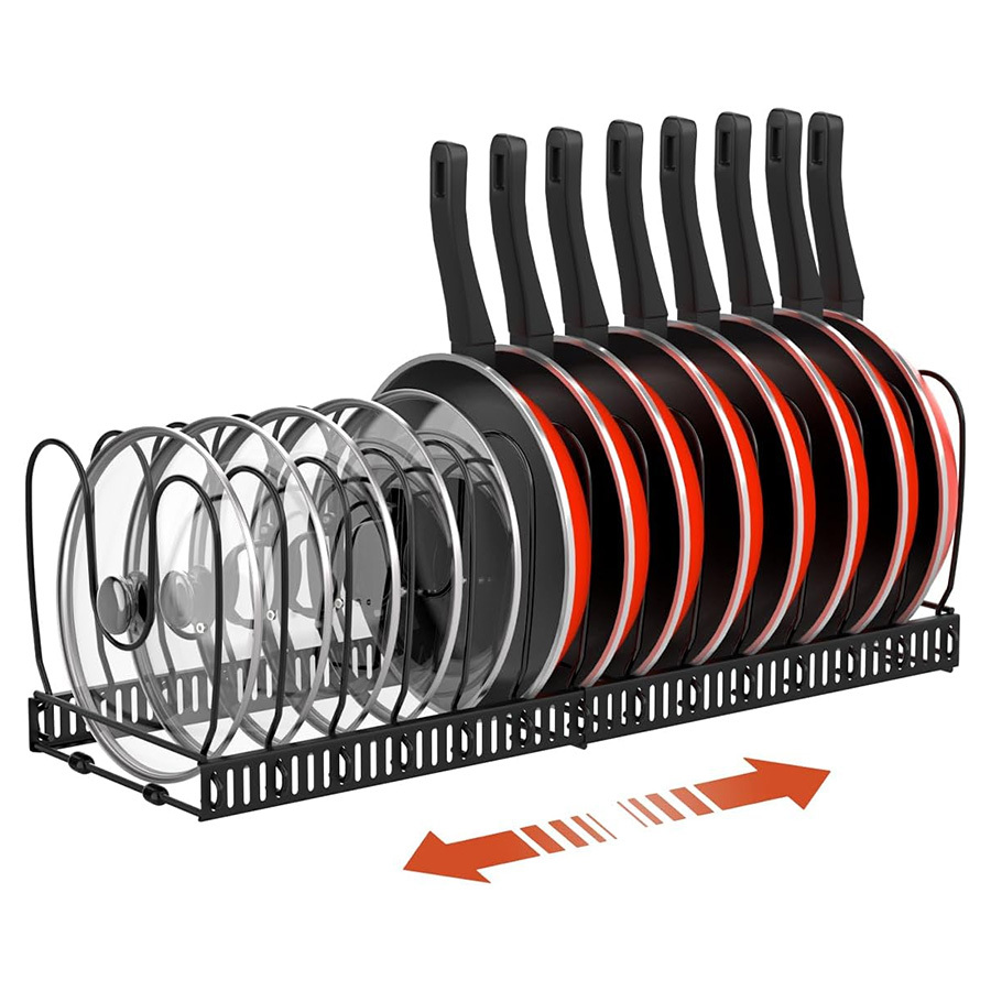 TEMU Expandable Pot Lid Organizer, Kitchen Organizers And Storage, Pots And Pans Lid Rack, Adjustable Pot Lid Holders For Cabinet，kitchen Accessories, Kitchen Must Haves，best Gift For Mothers Day