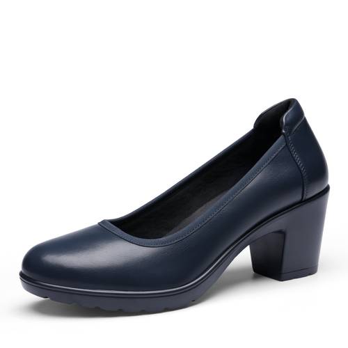 womens chunky closed toe low block heels work pumps comfortable round toe dress wedding shoes