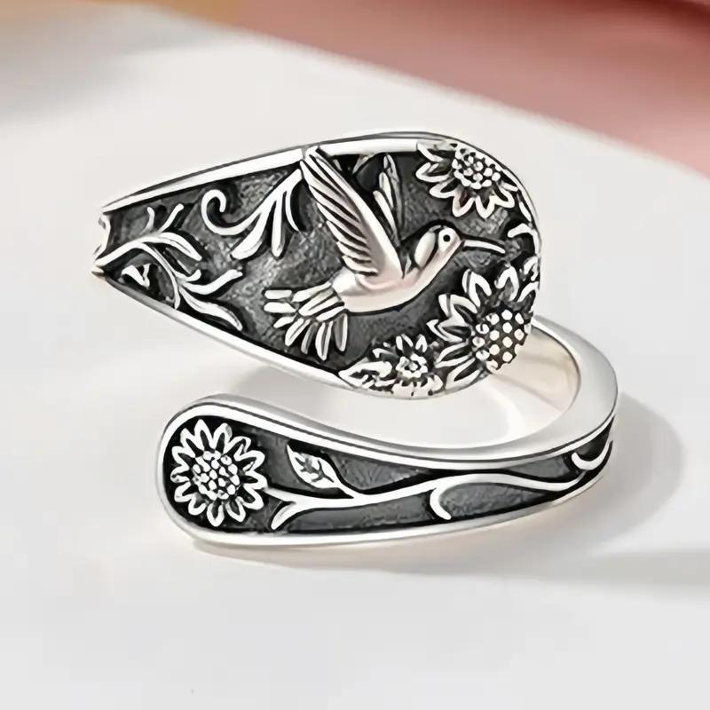 

[simple Sunflower Bird Rings] 1pc Sunflower & Bird Rings Cute Bird Rings Vintage Rings Jewelry Men's Women's Rings The Perfect Anniversary Gift For A To Give To A