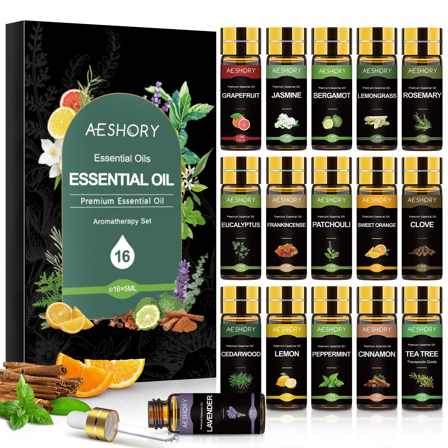 

16pcs/20 Pcs Essential Oils Set -essential Oil Kit For Diffuser, Humidifier, Candle Making - Big Gift Set For Women, Friends