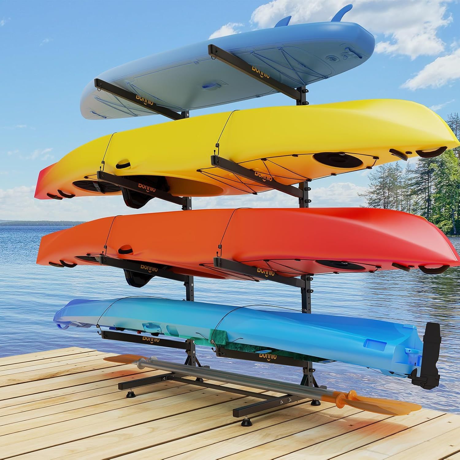 TEMU Kayak Storage Rack, Adjustable Heavy Duty Kayak Rack For Kayaks Paddle Boards, Kayak Paddle Holder For Garage, , Padding, Boat Organizer
