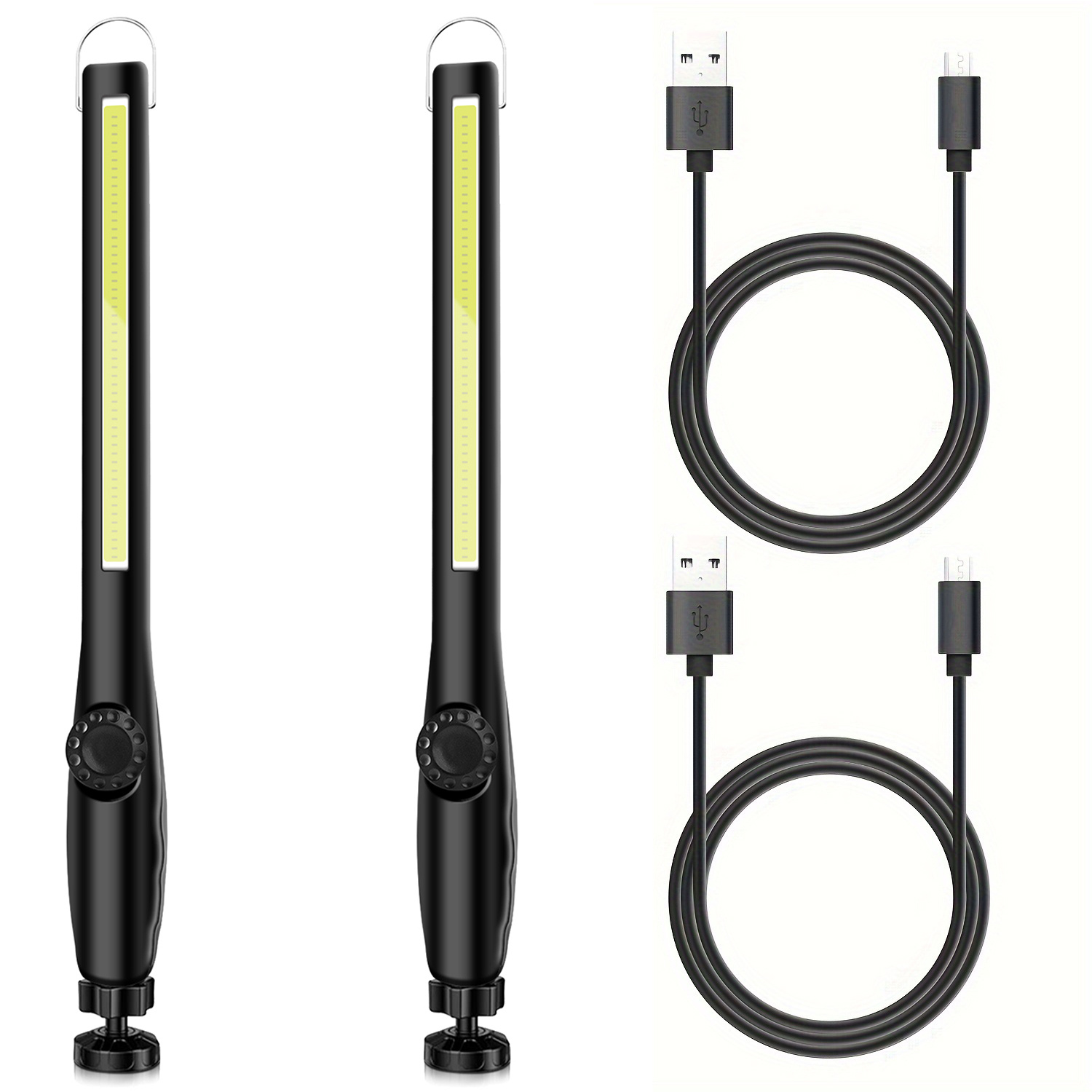 TEMU 2-pack Led Work Light, Usb Rechargeable Camping Light With Magnetic Base And Hook Portable Flashlight For Home Garages, Camping, Mountaineering, And Emergency Power Outages