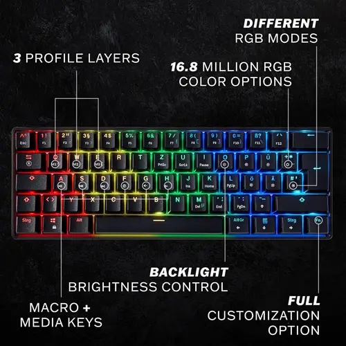 compact size mechanical gaming rgb keyboard wired 60 mechanical gaming keyboard rgb backlit red switch black