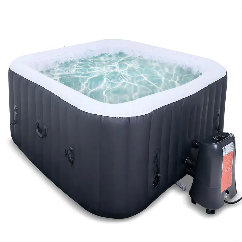 banheira de hidromassagem inflável 73 x73 x25 , para 6 , spa portátil quadrado para exterior com 130 de ar e bomba de , filtro detalhes 22