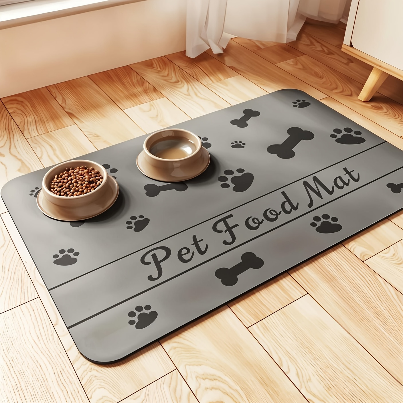 1-piece Dog Food Mat, Absorbent Dog Bowl Mat, Anti-slip Pet Feeding Mat, Large Dog Food Mat, Durable Dog Food Mat - Waterproof Mat, Suitable For Small, Medium And Large Dogs