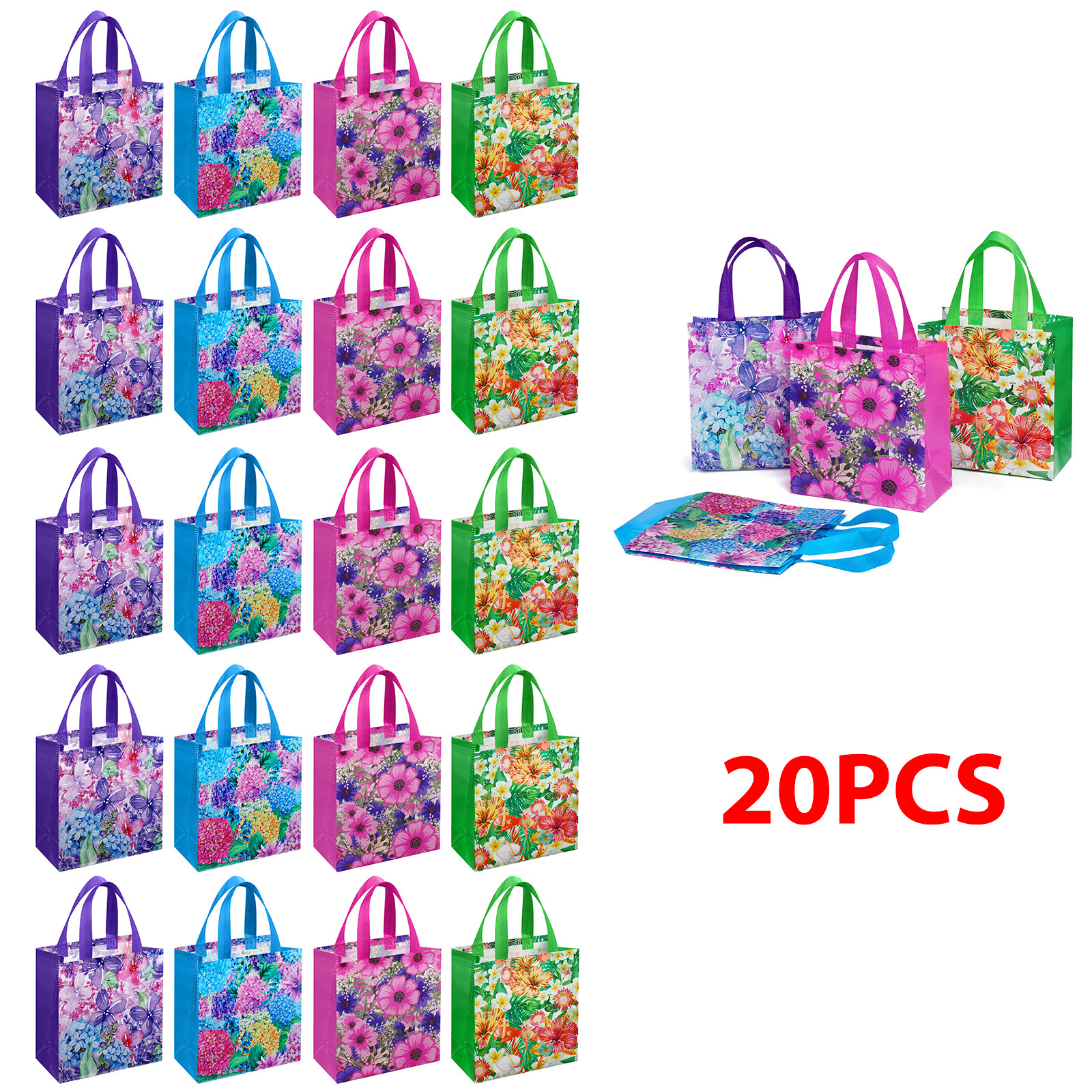TEMU Green Plant Series Handbags, Party Handheld Gift Bags, Multi Pack Portable Handbags