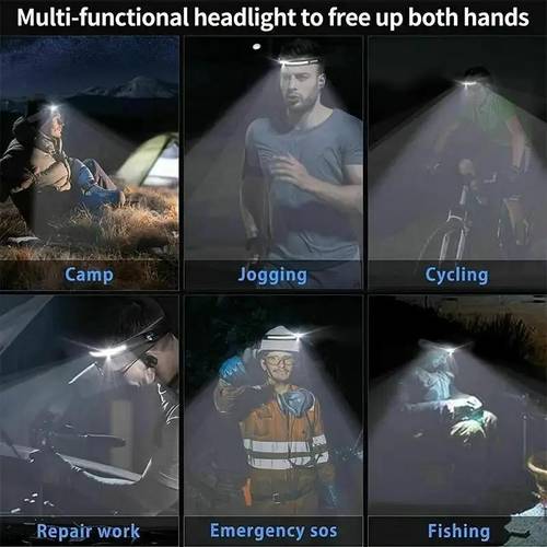 rechargeable headlamp with new 1200mah battery 230 wide angle led and motion sensor ideal for running fishing cycling camping and repairing
