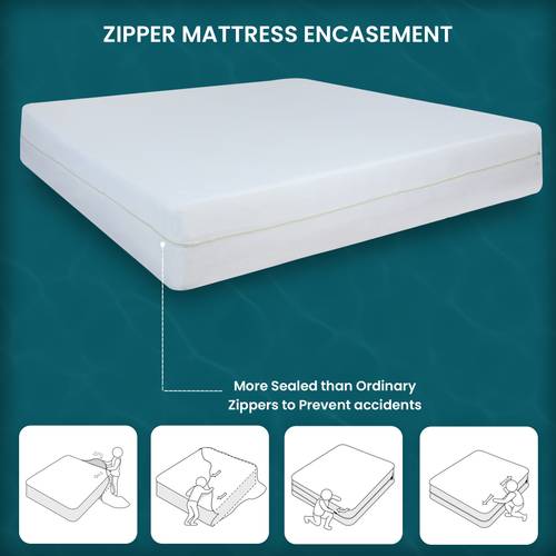 waterproof zippered breathable noiseless machine washable zipped mattress cover absorbent six sided mattress protector noiseless
