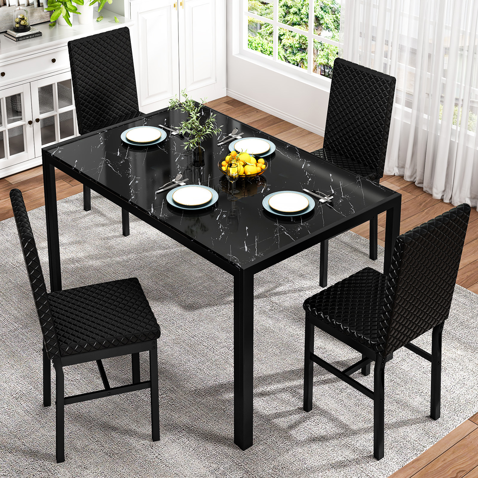 modern luxurious style dining room table set tempered Temu