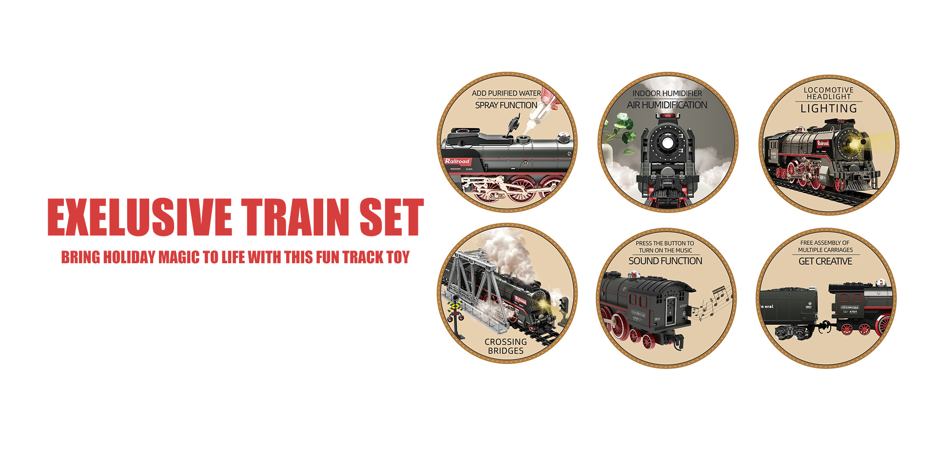 Remote Control Train Truck Track Set for Boys' Toy Cars, Train Toy Cars with Smoke, Lights & Sound, Toy Train Steam Locomotive with Carriages, Tracks & Bridge, Model Trains for Ages 3+, Perfect Holiday Gift