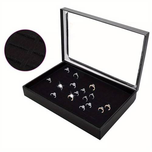 100 slots jewelry ring display storage box tray stand earring storage box