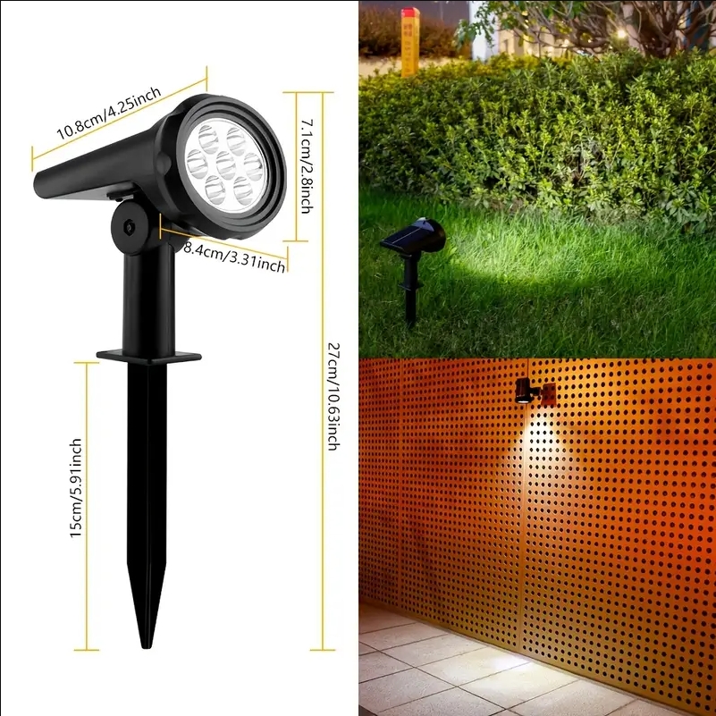 

7led Solar Outdoor Spotlights, Adjustable Automatic Flagpole Lights, Waterproof Landscape Led Lighting, Garden, Pool, Tree Pond And Yard Floor Lights