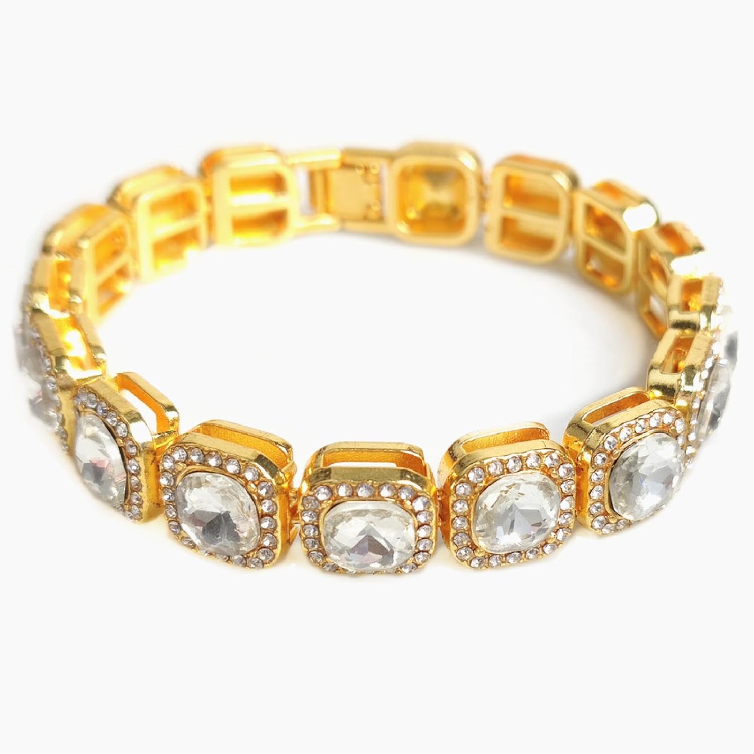 Square Rhinestone Necklace, Showing Grandeur, Luxury and High-end, Trendy and Versatile, Suitable for Hip-hop Fashion and Banquet Matching.