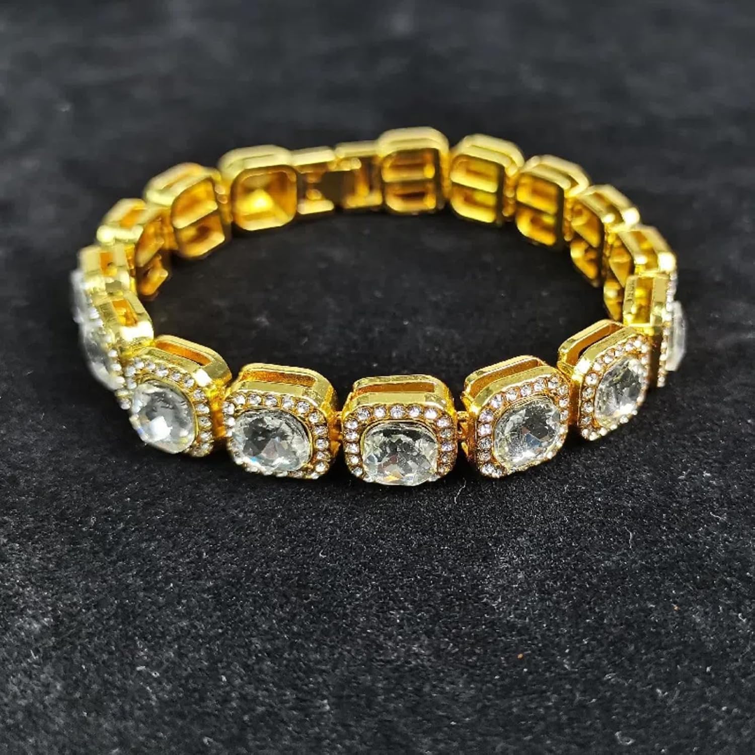 Square Rhinestone Necklace, Showing Grandeur, Luxury and High-end, Trendy and Versatile, Suitable for Hip-hop Fashion and Banquet Matching.