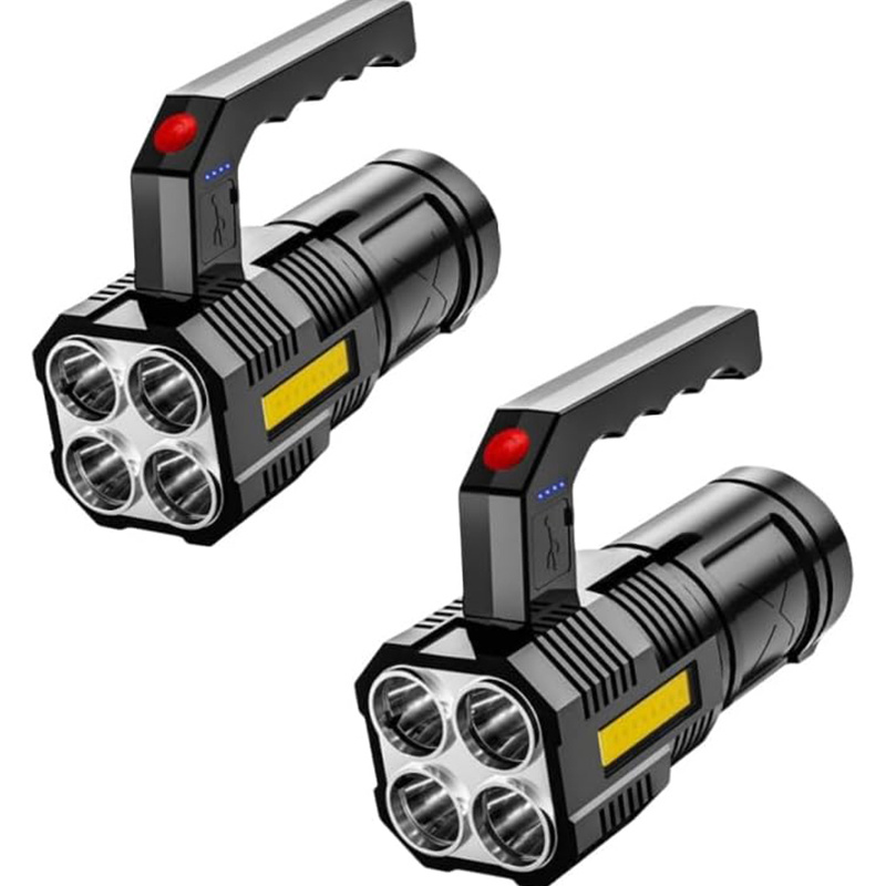 TEMU Buy 1 Get 1 Free,2 Pcs Handheld Flashlight Usb Rechargeable Led Flashlights With 2 Types Of Light, Long Range Flashlight With 4 , Large Searchlight For Fishing, Hiking And Camping
