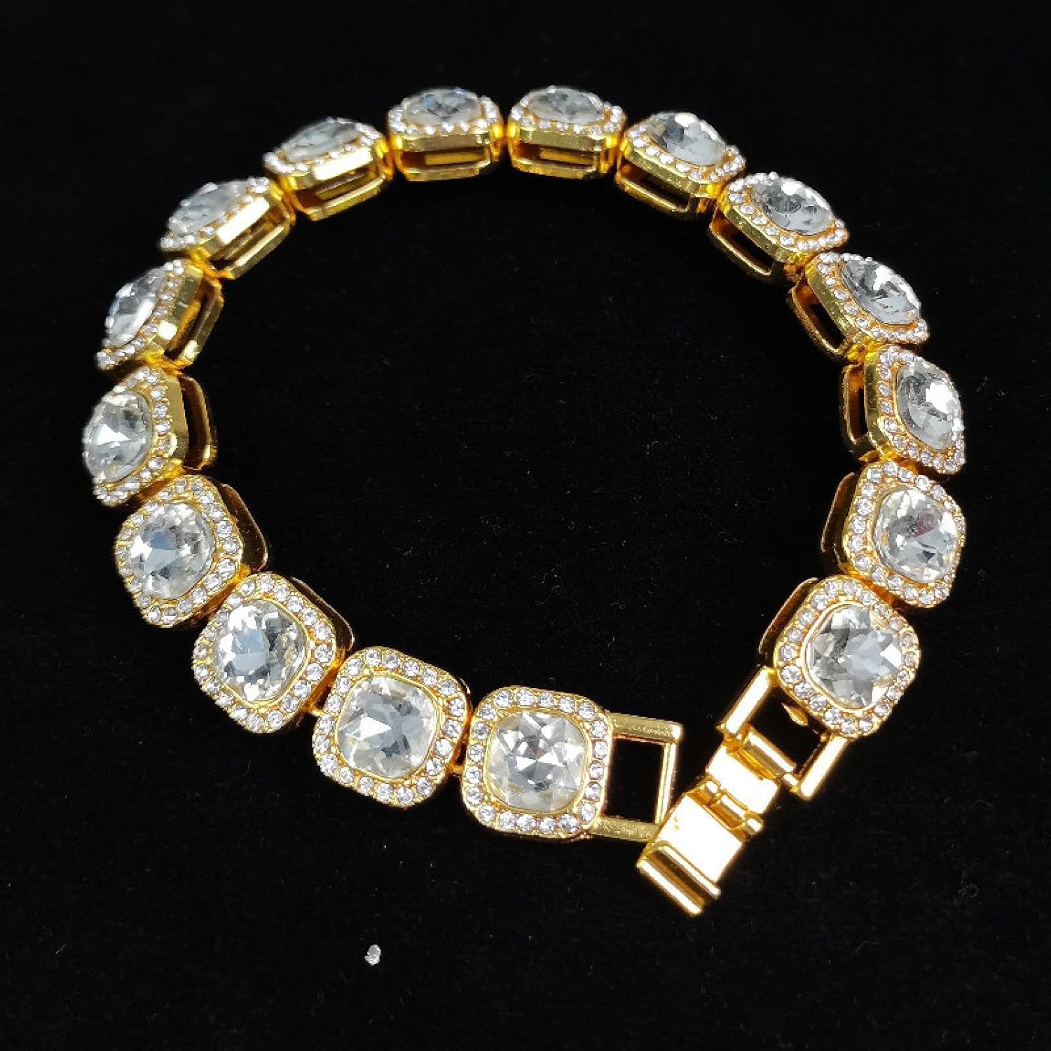 Square Rhinestone Necklace, Showing Grandeur, Luxury and High-end, Trendy and Versatile, Suitable for Hip-hop Fashion and Banquet Matching.
