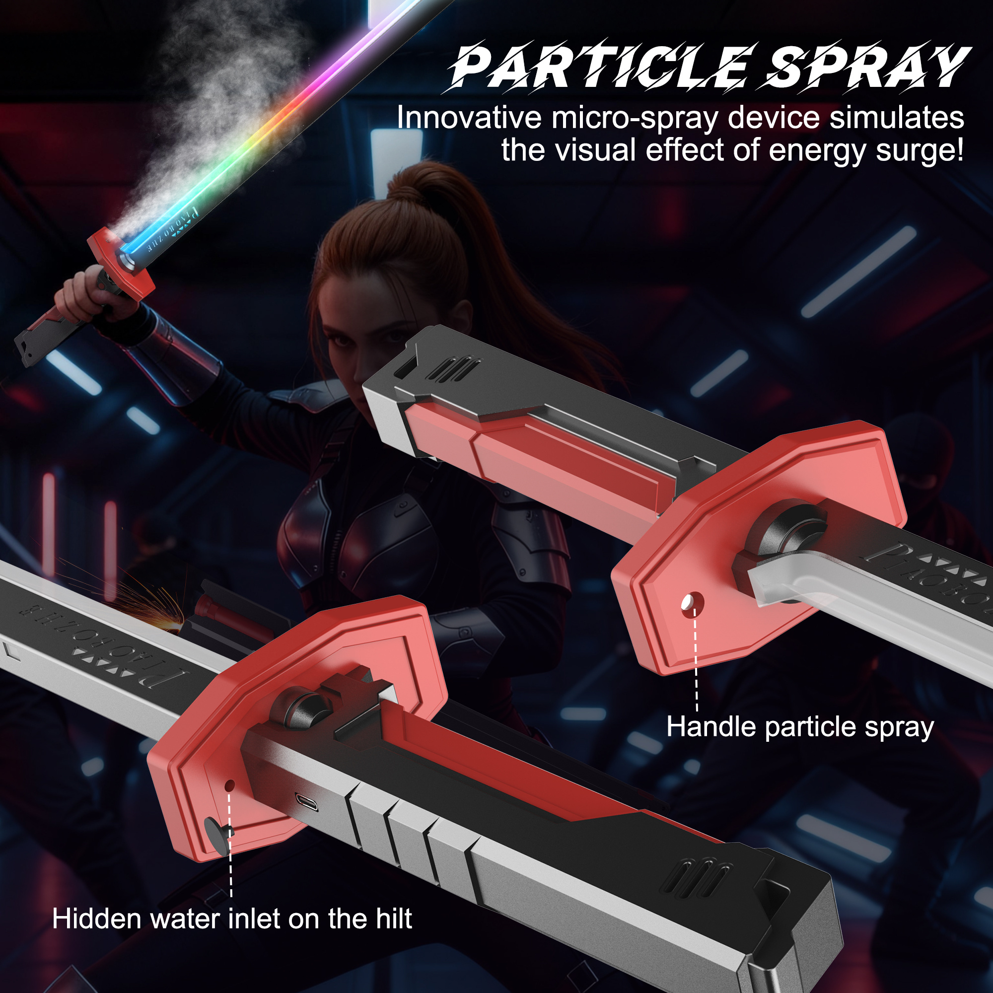 31.5英寸火花刀，8 rgb变色led灯，带挥动声效和点火火花效果，带雾化喷雾效果，是万圣节和圣诞节送给男孩和女孩的生日礼物 商品详情 2