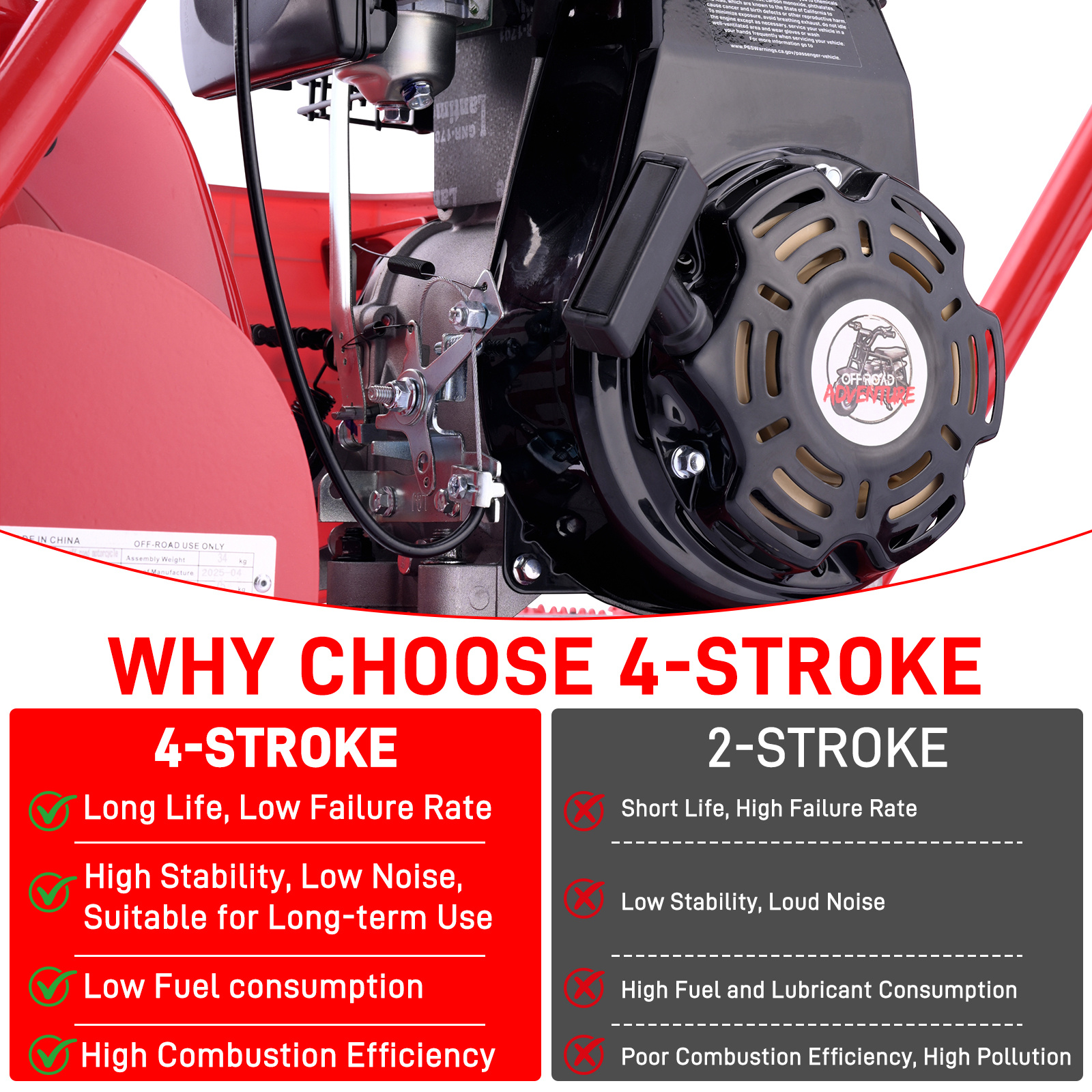 99cc youth mini dirt bike | Four-stroke gasoline-powered off-road motorcycle with a sturdy steel frame |gas-powered motocross for outdoor off-road ridingIdeal Halloween/Christmas/Birthday gift - Image 10
