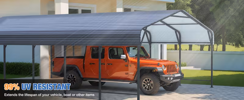 20x40ft heavy duty metal carport shelter with base garage for vehicles boats and trucks in Product details 4