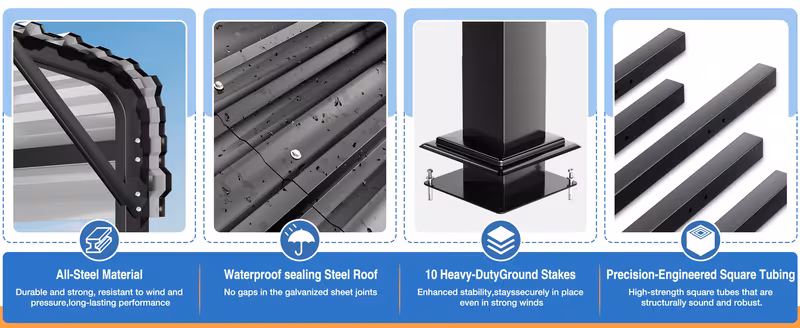 20x40ft heavy duty metal carport shelter with base garage for vehicles boats and trucks in Product details 2