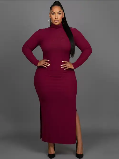 plus size cowl neck rib knit dress - women' clothing - Temu plus size cowl neck rib knit dress - women' clothing - Temu
