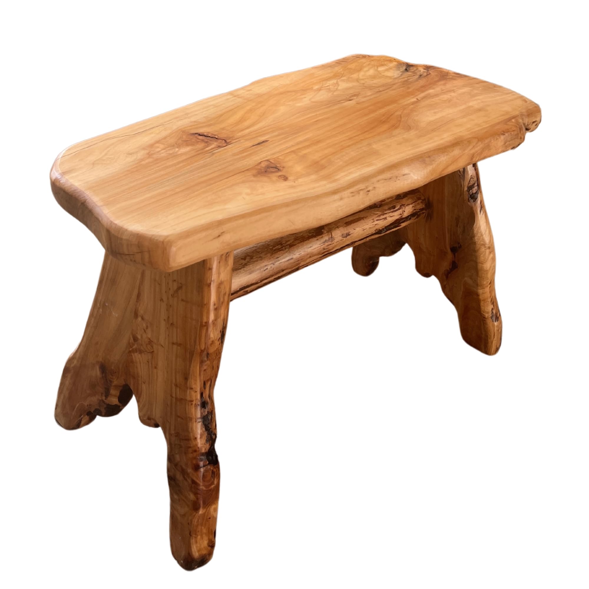 Handcrafted Natural Edge Cedar Wood Stool Versatile Indoor/Outdoor Garden Bench, Nightstand, End Table, and Plant Stand - L28in x W14in x H17.5in