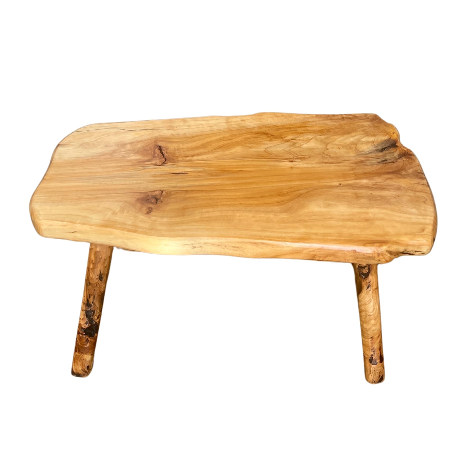 Handcrafted Natural Edge Cedar Wood Stool Versatile Indoor/Outdoor Garden Bench, Nightstand, End Table, and Plant Stand - L28in x W14in x H17.5in