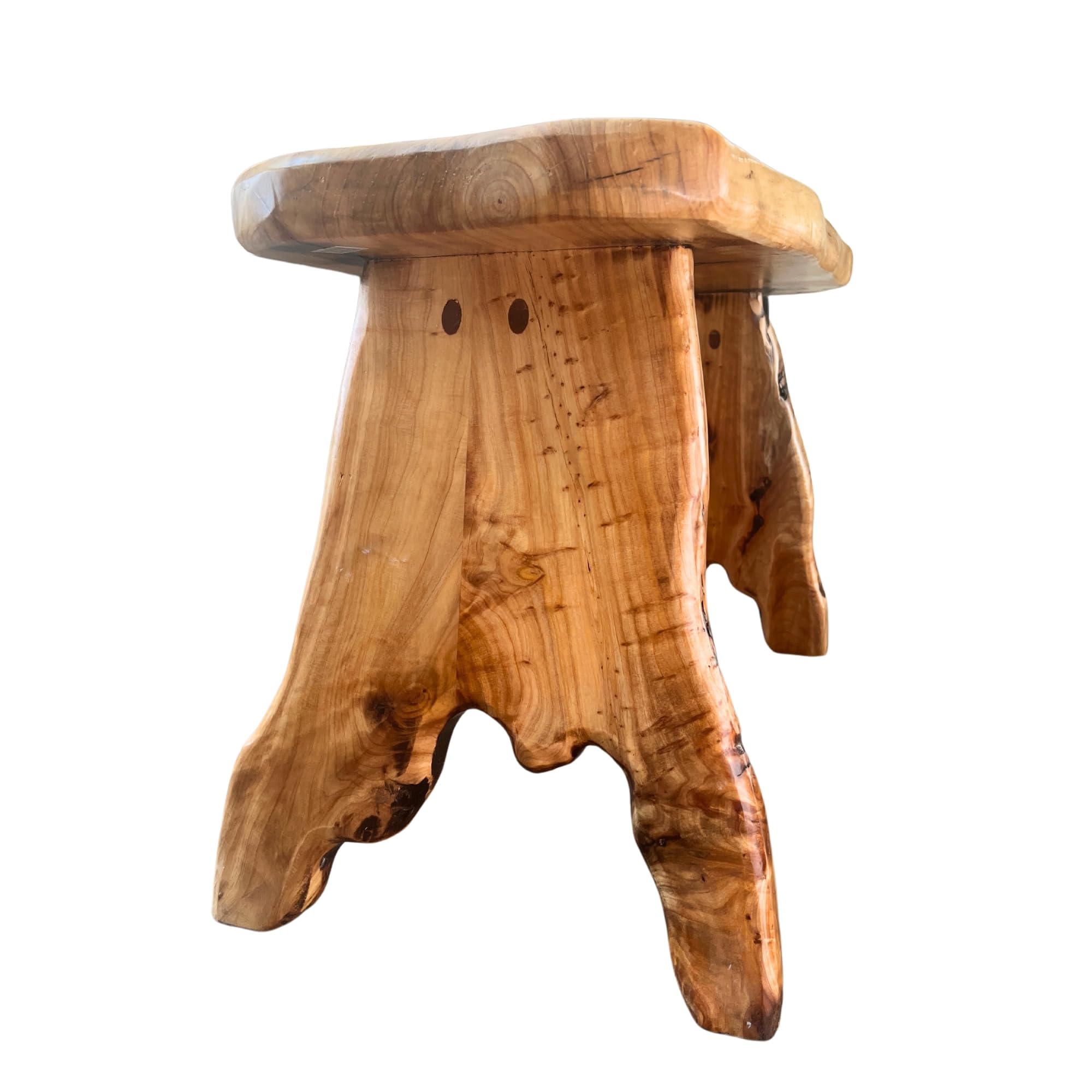 Handcrafted Natural Edge Cedar Wood Stool Versatile Indoor/Outdoor Garden Bench, Nightstand, End Table, and Plant Stand - L28in x W14in x H17.5in