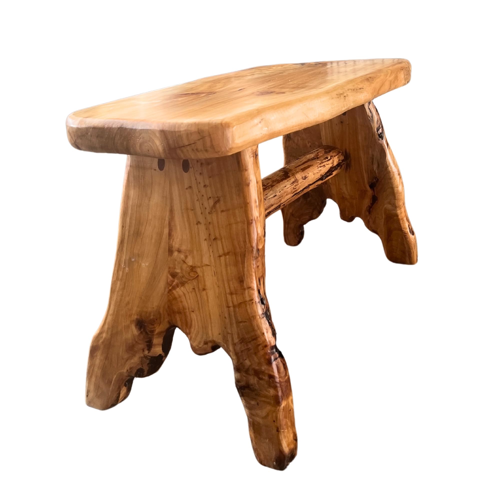 Handcrafted Natural Edge Cedar Wood Stool Versatile Indoor/Outdoor Garden Bench, Nightstand, End Table, and Plant Stand - L28in x W14in x H17.5in