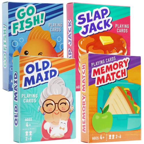 4 pack for kids 4 decks playing cards memory match slap jack old christmas gift birthday gift for kids for game cards