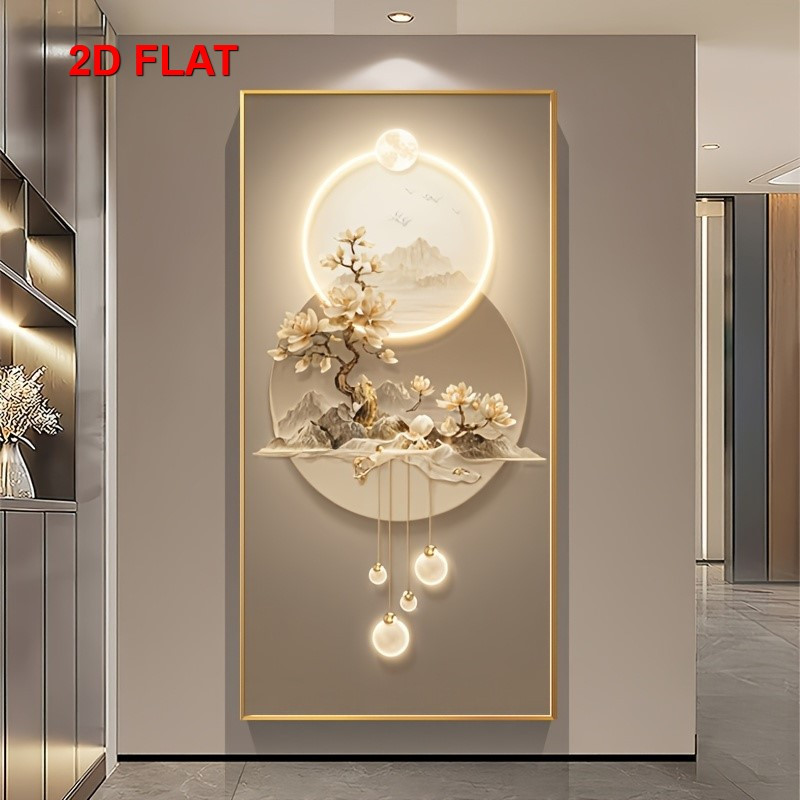 TEMU 2d Flat Magnolia Vertical Canvas Wall Art, Gallery Wrapped Canvas On Wood Frame, Light Luxury Entryway Hallway Background Decor