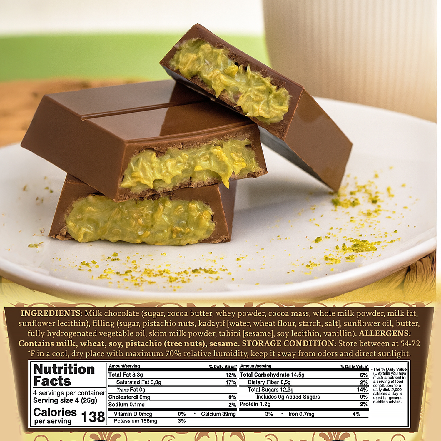 Dubai Milky Chocolate Bar 3.5 oz |