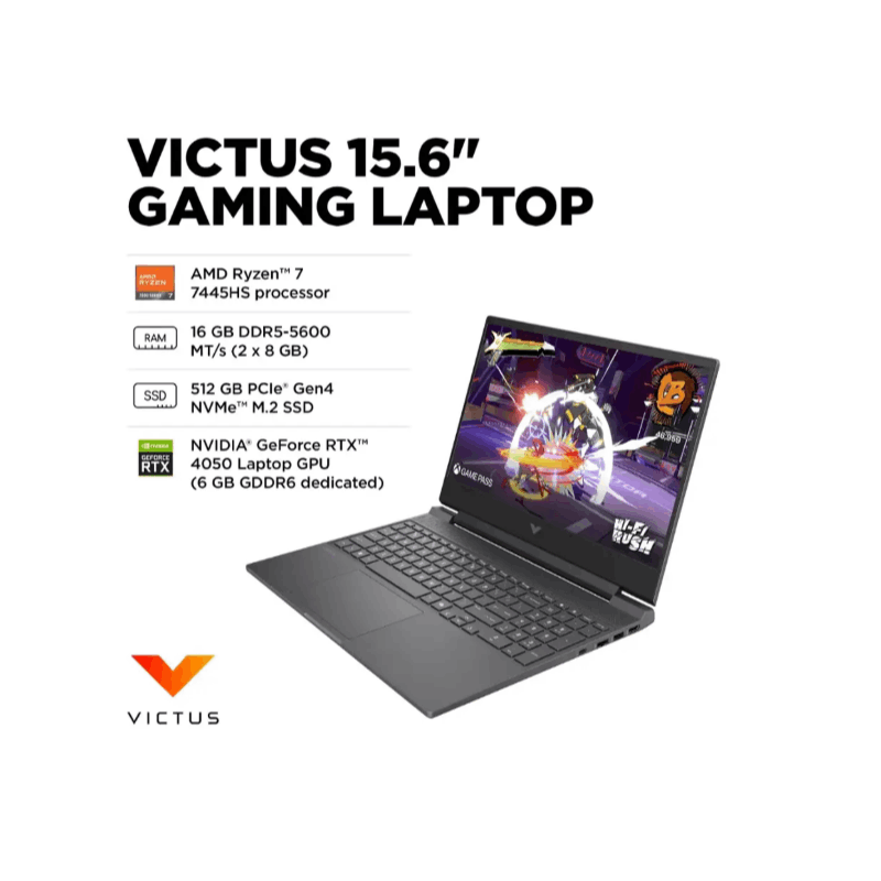 HP VICTUS 15-FB3093 GAMING AMD Ryzen™ 7 7445HS 512GB SSD 16GB 15.6