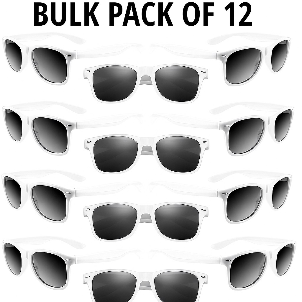 TEMU 12 Pack White Sunglasses Bulk Party Favors Sunglasses Weddings, Birthday Summer, Halloween Costumes, Beach, Goody Bag Fillers Supplies Kids