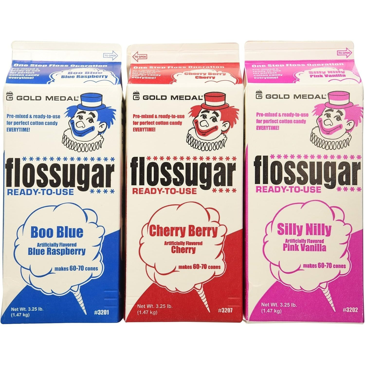 TEMU Cotton Candy Floss Sugar-blue Raspberry, Pink Vanilla & Cherry- 3.25 Lbs. (3 Pack)